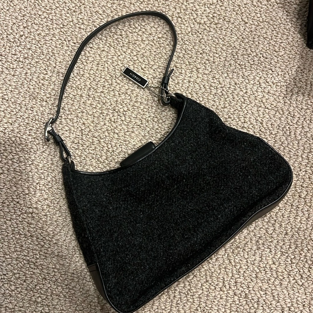 Authentic small wool coach purse. Black good condition